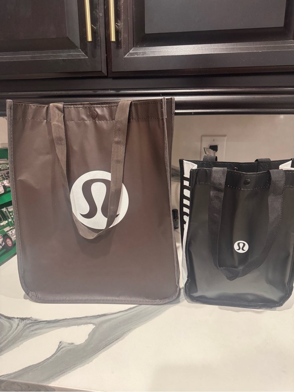 lululemon athletica Brown and Black Logo Tote Pair
